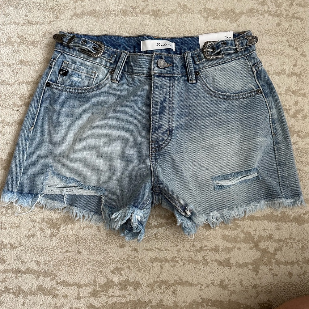 Kansan Women's Blue Denim Shorts 1 High Rise